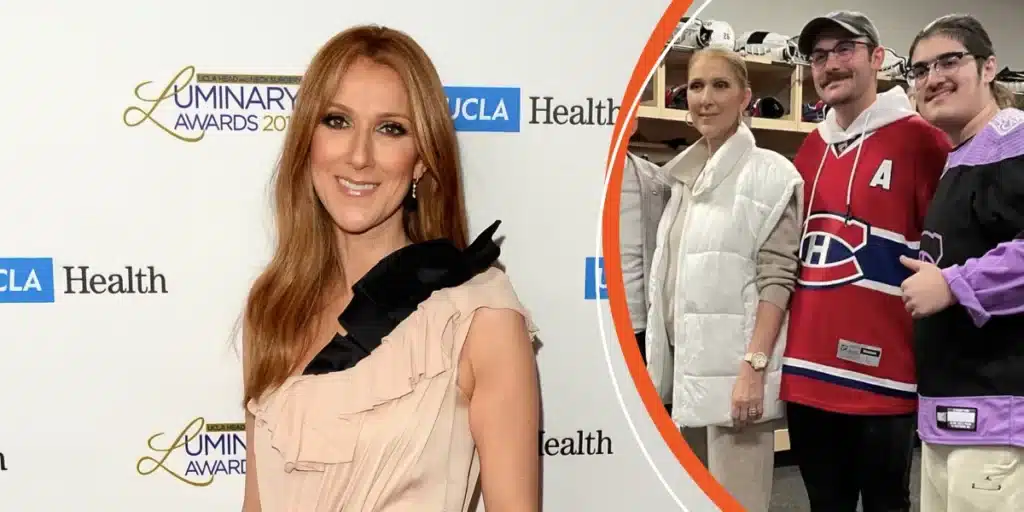 Celine Dion’s Rarely-Seen Sons Rock Mustaches in Surprise Appearance with Mom at Hockey Game