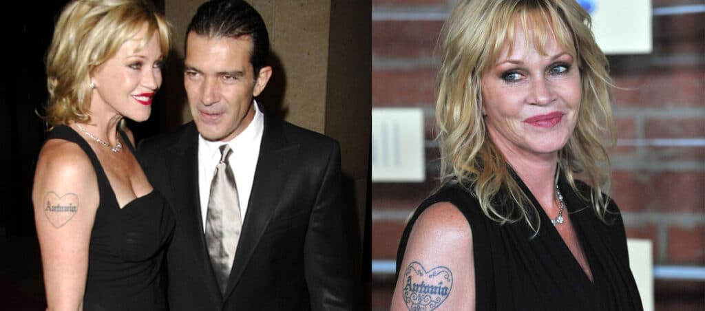 Melanie Griffith finally inks over her infamous Antonio Banderas tattoo – with something no one saw coming