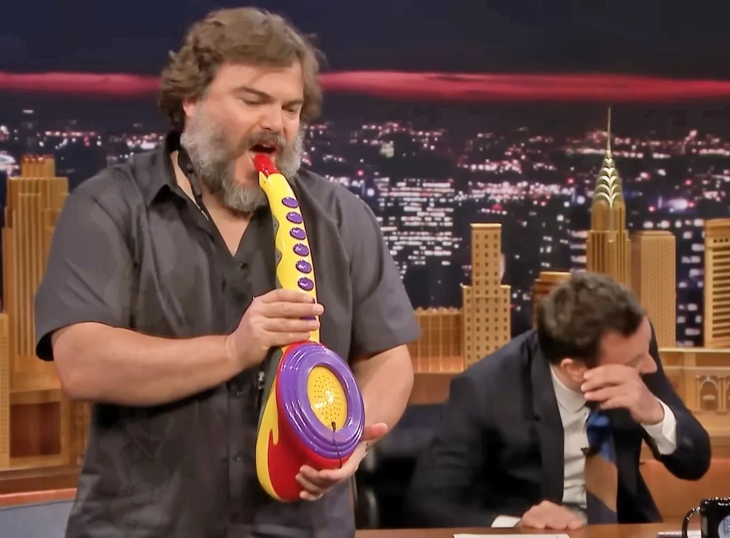 Jack Black does the best Tonight Show joke ever as his renowned Sax-A ...
