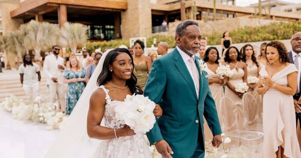 Simone Biles in 120 dollar dress blasted for unkempt hair – This is her handsome husband