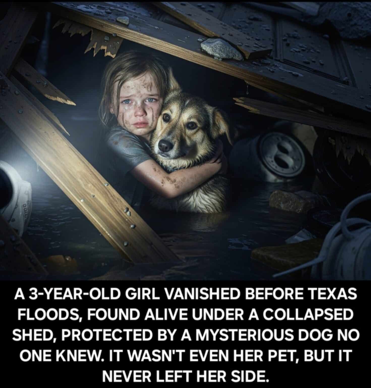 A three-year-old girl went missing in Texas floods, presumed dead as rescuers combed the fields. But what they found stunned the crew: a terrified toddler curled up next to a muddy, unidentified dog. Faith Hill and Tim McGraw pulled off an unforgettable act