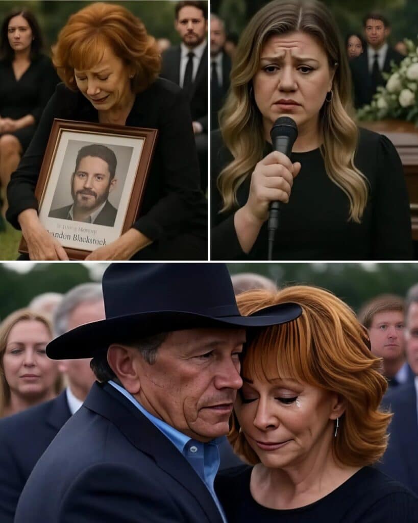 George Strait’s Heartbreaking Intervention During Kelly Clarkson’s Emotional Breakdown at Brandon Blackstock’s Funeral Stopped the Room Cold.