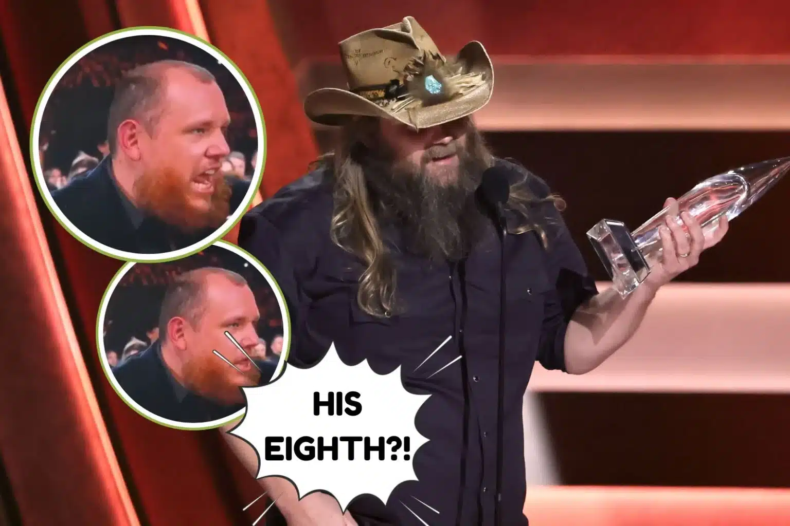 Luke Combs Leaves Fans in Awe With His Genuine Reaction to Chris Stapleton’s Eighth Male Vocalist of the Year Win