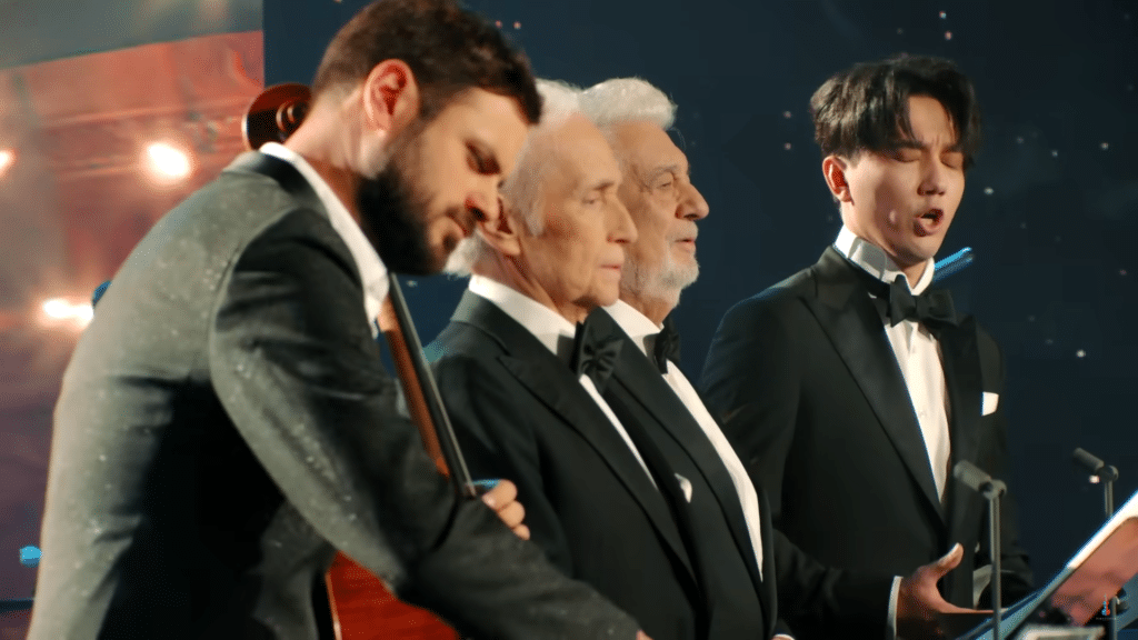 4 VOICES. 1 SONG. PURE MAGIC.” What Happened At Virtuosos 2025 Left The World In Tears — As Legends Plácido Domingo And José Carreras Joined Forces With Kazakhstan’s Angel-Voiced Dimash Kudaibergen And Croatia’s Cello Virtuoso HAUSER For A Once-In-A-Lifetime Rendition Of “My Way.” Under The Stage Lights, Four Generations, Four Souls, One Anthem Of Courage And Farewell — Every Note Trembled With Emotion, Every Harmony Felt Like A Goodbye And A Rebirth All At Once. By The Final Chord, The Audience Rose In Silence — Not To Cheer, But To Feel. Because This Wasn’t Just A Performance… It Was A Moment The World Will Never Forget.