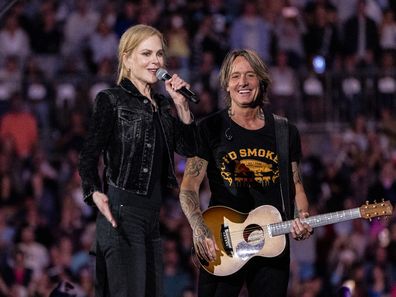 “KEITH URBAN BROKE DOWN ON STAGE — NICOLE KIDMAN’S SURPRISE TURNED HIS CONCERT INTO A TEAR-FILLED LOVE STORY!” What began as a normal night at Caesars Palace quickly became a once-in-a-lifetime emotional moment. As Keith Urban poured his heart into the music, the audience erupted in screams, and in a heartbeat, he turned to see Nicole Kidman walking onto the stage, radiant and unexpected. The arena froze as Keith ran to her, wrapping her in a heartfelt embrace, before the couple launched into a tear-filled duet that felt more like a private confession than a performance. Thousands of fans — and millions online — witnessed a raw, cinematic love story, with hashtags like #KeithAndNicole trending worldwide. What made it unforgettable wasn’t just the surprise or the duet — it was the authenticity of two people in love, sharing their hearts live on stage, transforming a concert into a historic, emotional experience that fans continue to replay, calling it the most touching moment in live music history.