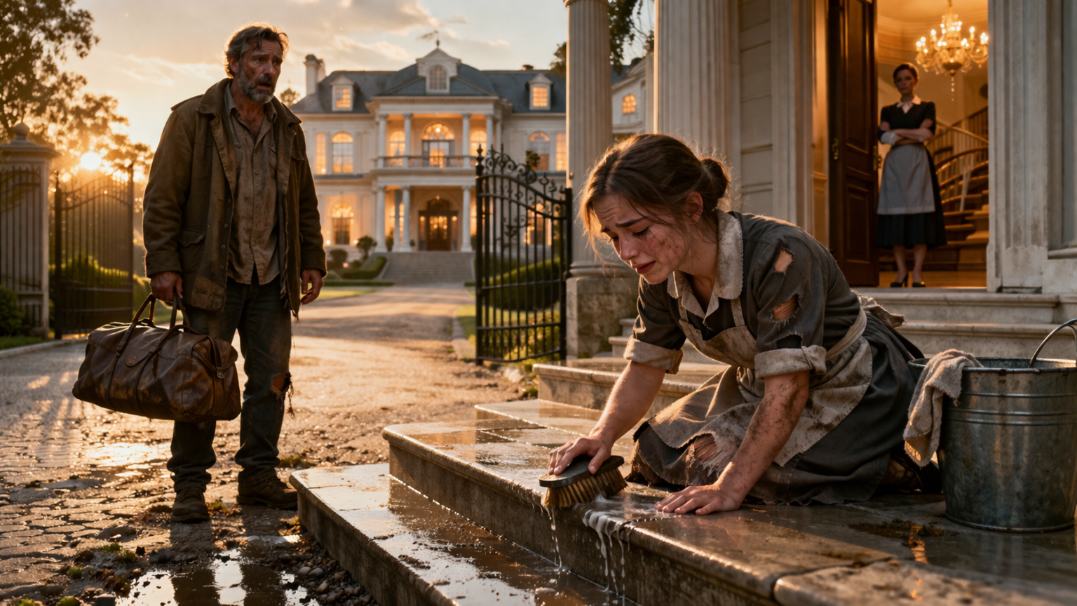The Father Who Returned After Fifteen Years—Only to Find His Daughter Living as a Servant in the Mansion He Bought for Her