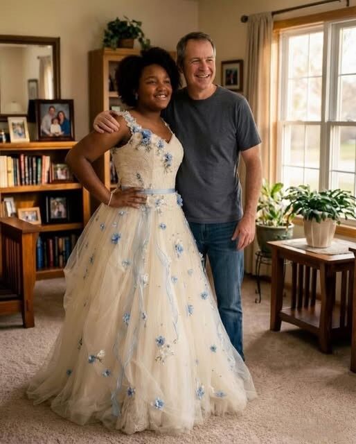 A Dress Sewn From Love and Loss: How My Father Turned My Late Mother’s Wedding Gown Into My Prom Night Strength—and How One Cruel Voice Almost Broke It Before the Truth Restored Everything