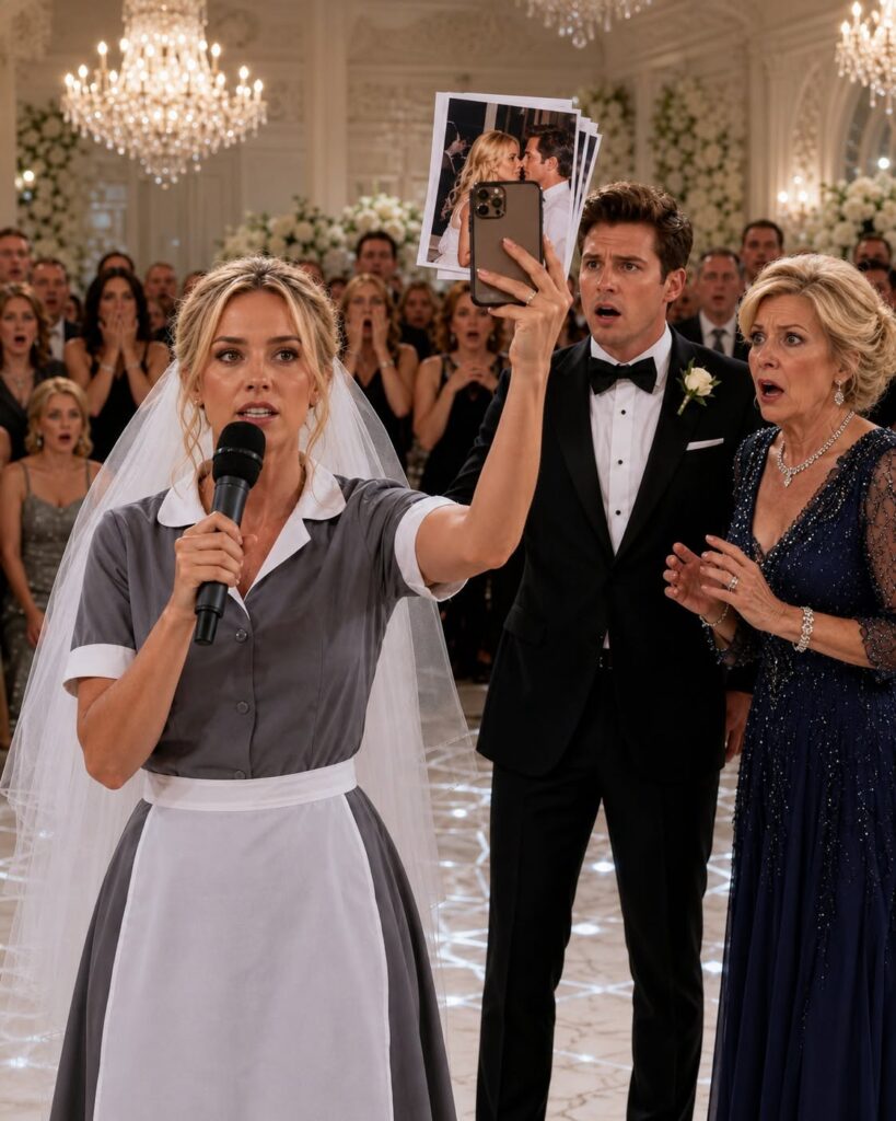 My mother-in-law hid my wedding dress and left me a maid’s uniform along with a note that read, “Know your place”; in front of 200 guests, I wore that outfit, held my father’s hand, and walked down the aisle without crying, revealing a secret that would ruin their lives forever.