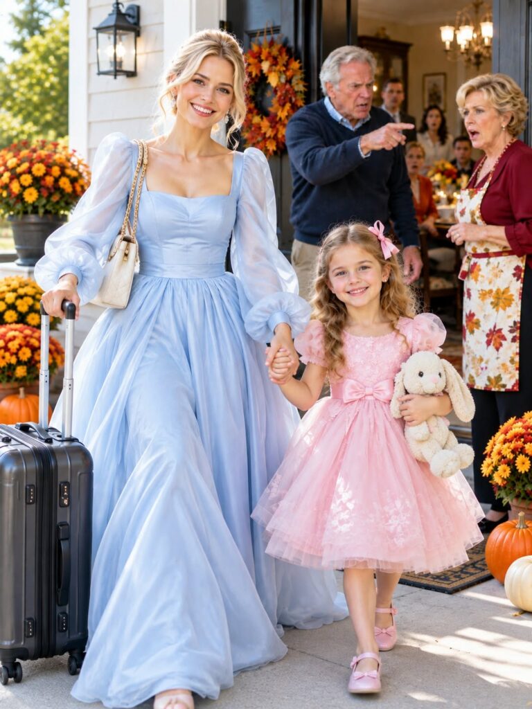 At Thanksgiving, My Mother-in-Law Looked at My 5-Year-Old Daughter and Said, “There’s No Room for You.” I Quietly Took Her Home—But 15 Minutes Later, My Father-in-Law Called Furious and Demanded, “Turn That Car Around Right Now.”
